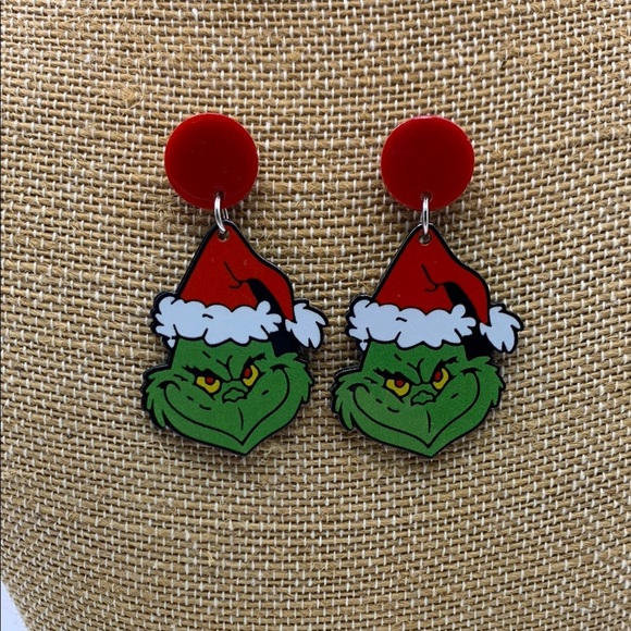 Grinch Earrings - Red and Green - Picture 1 of 7